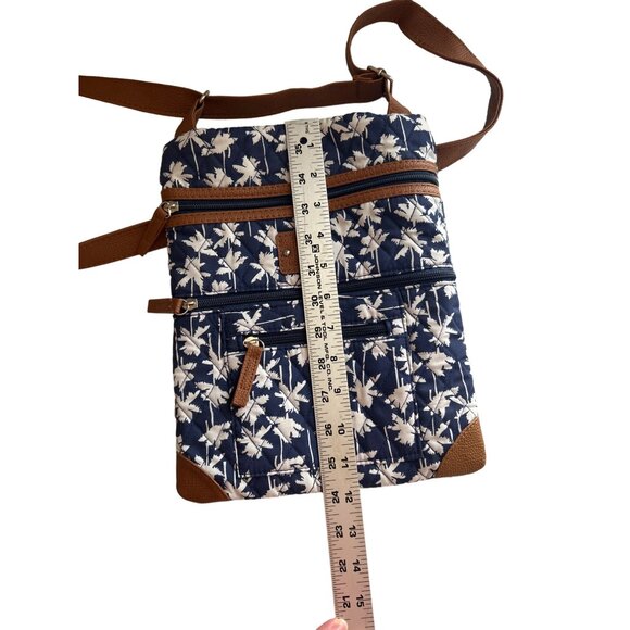 Stone Mountain Quilted Crossbody Bag With Floral Palm Print & Faux Leather Trim - Picture 9 of 10